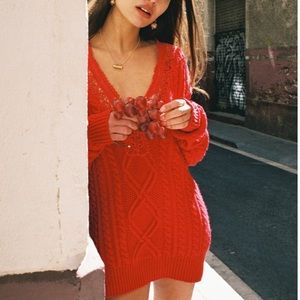 The Kooples Red Lace Pullover